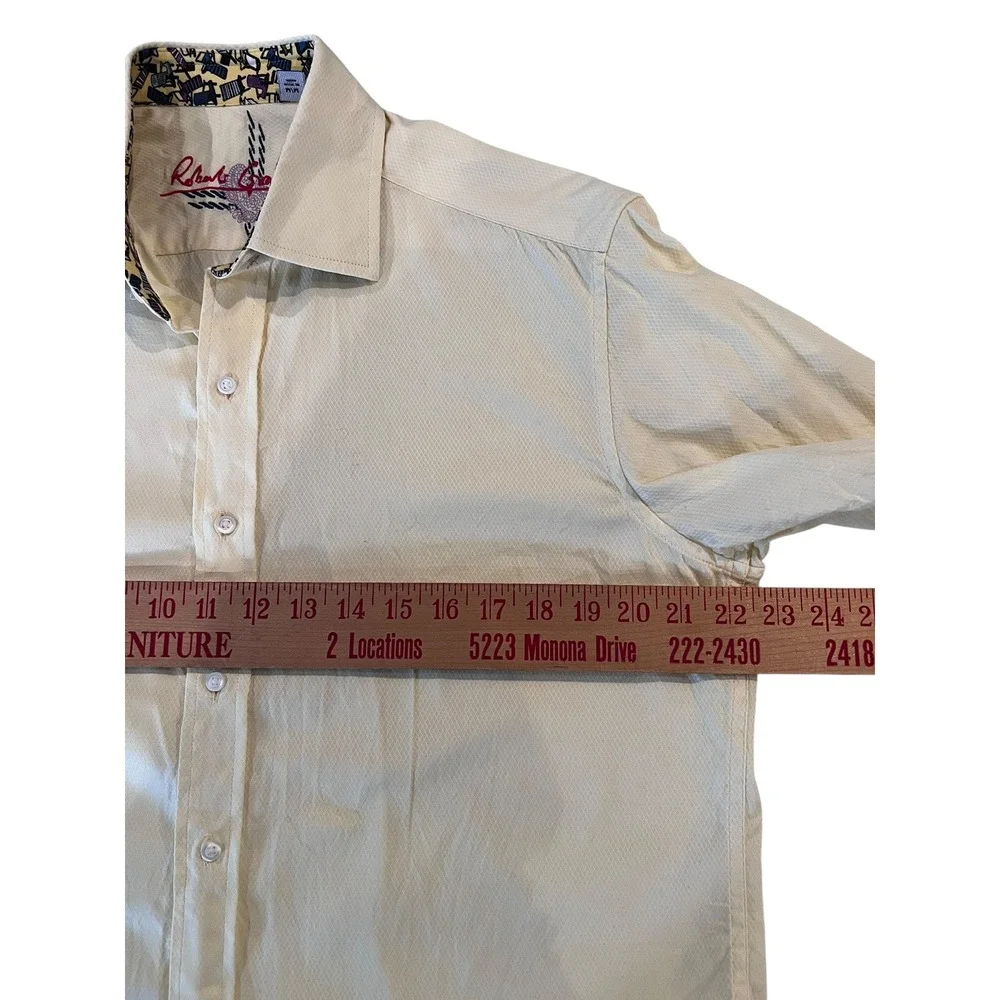 Robert Graham Men's Medium Pale Yellow Button Down Shirt 100% Cotton - Picture 4 of 8